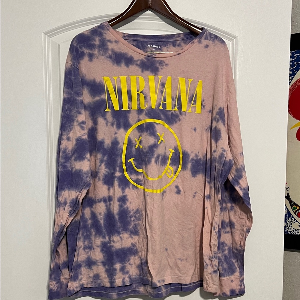 Old Navy Pink and Purple Tie-Dye Nirvana Shirt